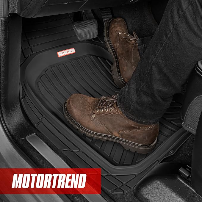 Motor Trend FlexTough Plus-2 Piece Front Car Floor Mats- Black Contour - Image 2