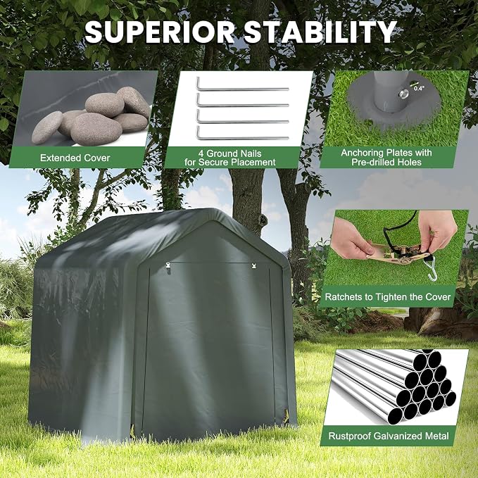 Tangkula 6x6.5Ft Portable Shed, Outdoor Storage Shelter - Image 4
