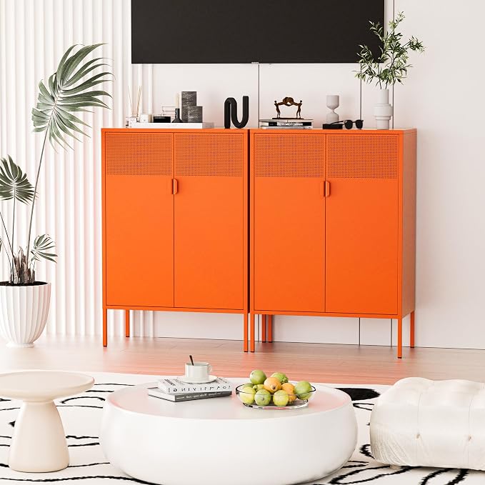 2 Mesh Door Metal Cabinet with Adjustable Shelves, Metal Storage Cabinet - Image 9