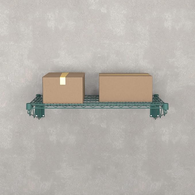18" x 36" Green Epoxy Wire Wall Mount Shelf - Image 2