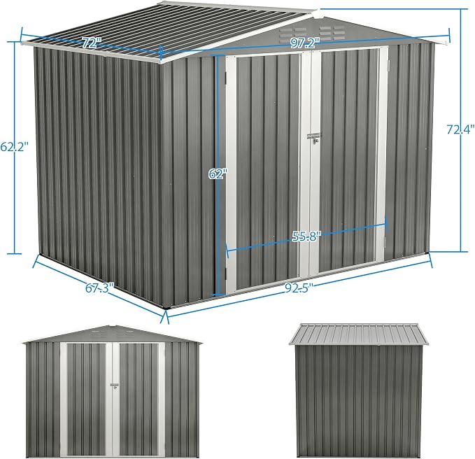 8x6 FT Outdoor Tool Storage Shed - Image 2