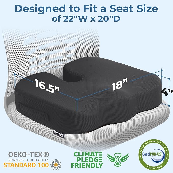 5 STARS UNITED Seat Cushion for Tailbone Pain Relief – Large Memory Foam - Image 5