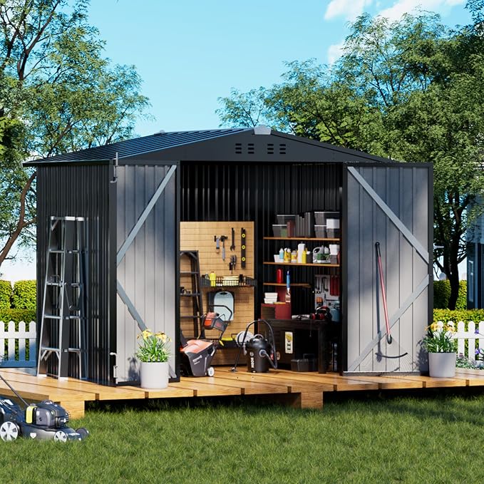 COMHOMA Shed Outdoor Storage Shed Metal, Lockable Doors Tool Sheds by ComHoma