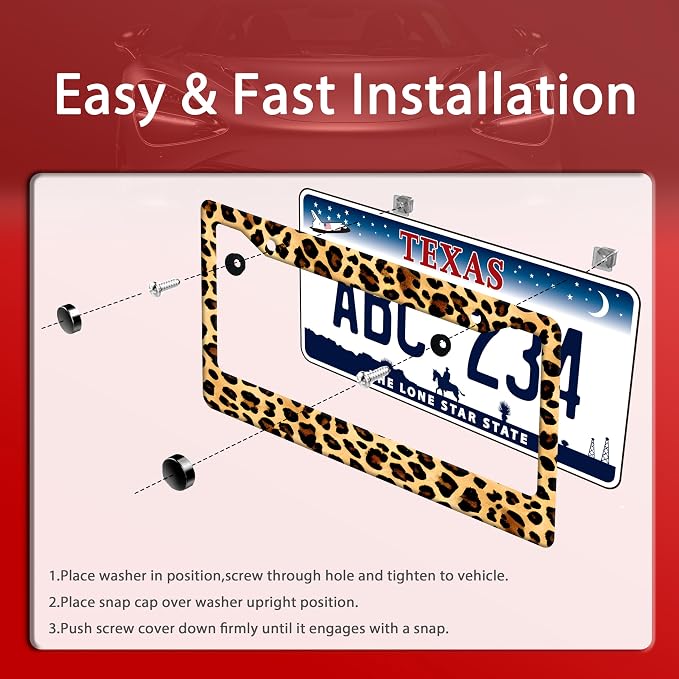 Cheetah Brown Leopard License Plate Frame Animals Print License Plate Frames - Image 3