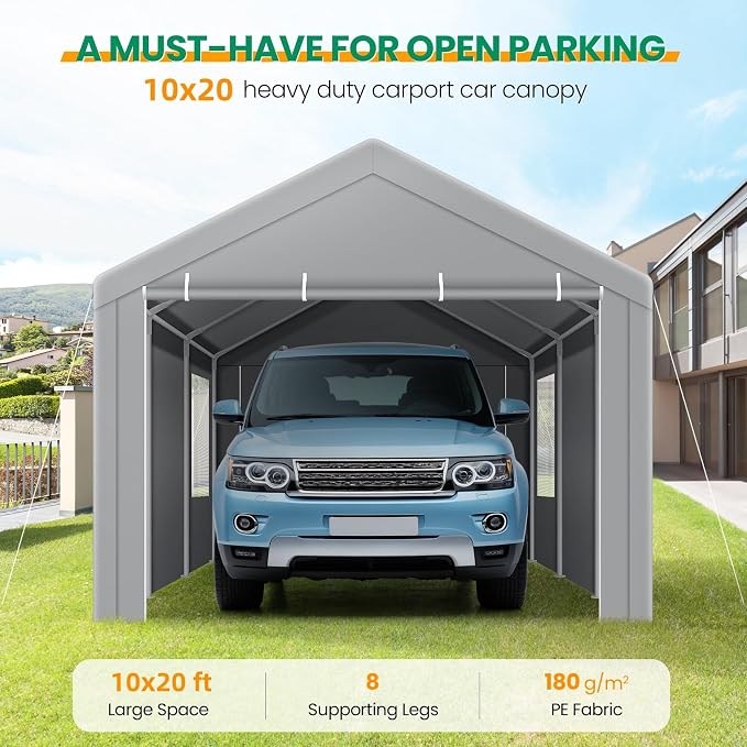 COBIZI Carports 10x20 Heavy Duty Car Canopy Garage - Image 2