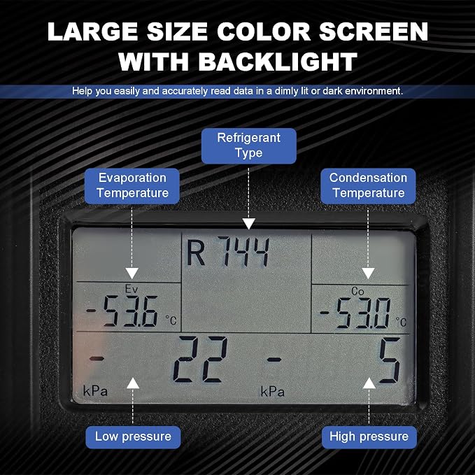 Digital Manifold Gauge, HVAC Refrigerants Digital AC Gauges Set - Image 4