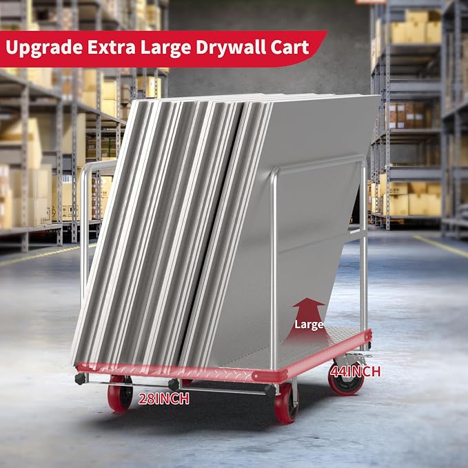 Extra Large Steel Panel Cart Dolly, 2IN1 Heavy Duty Drywall Lumber Truck - Image 3