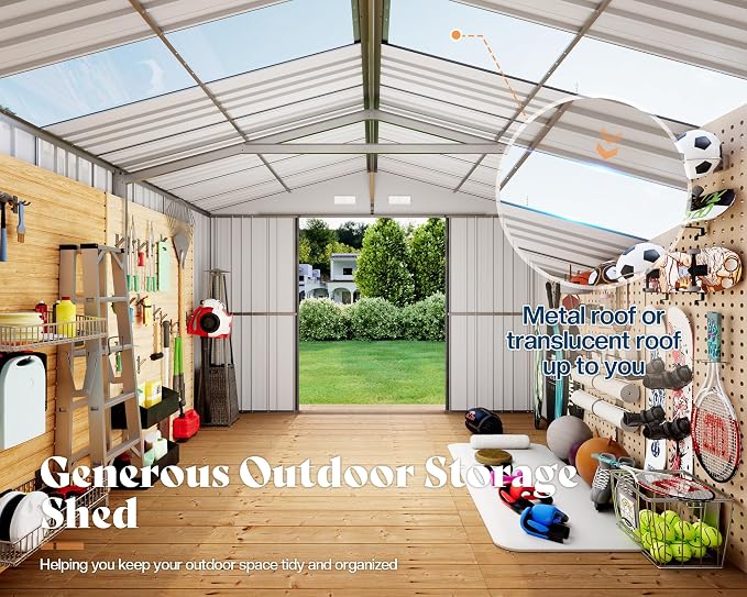 AMERLIFE 10.1x11.5x7.4 FT Galvanized Steel Storage Shed - Image 3