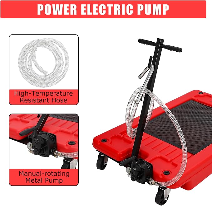 ‌17 Gal Low Profile Oil Drain Pan, Heavy Duty Mobile Oil Changing Pan - Image 2
