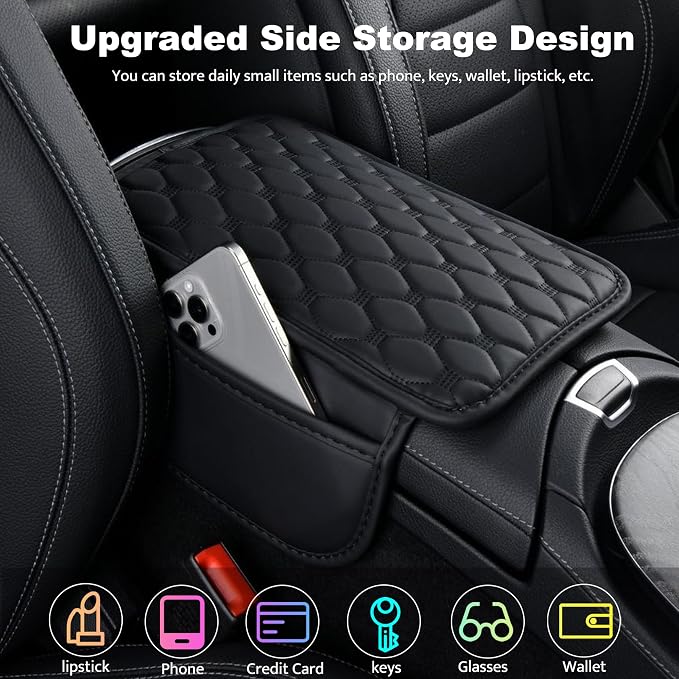 Car Center Console Cover, Leather Car Armrest Cover Cushion - Image 3