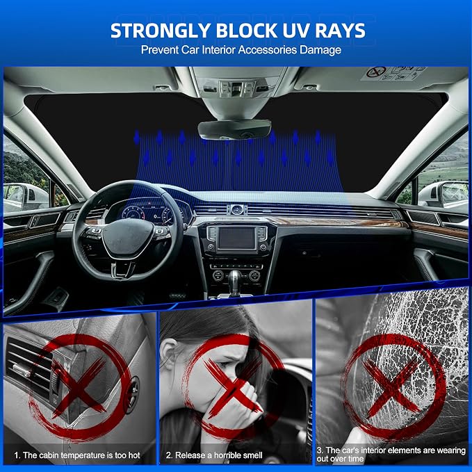 Windshield Sun Shade for H-yund-ai Santa Fe 2013-2018 Foldable Sunshade Custom - Image 4