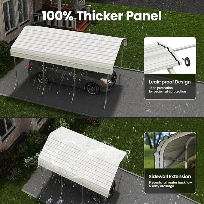 10x15' Heavy Duty Metal Carport – Sturdy Structure, All-Weather Protection - Image 4