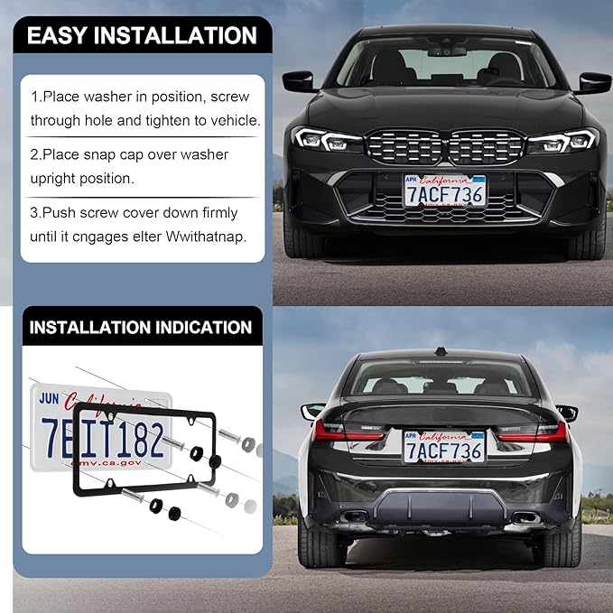 LivTee 4 Holes Stainless Steel License Plate Frames, Automotive Exterior - Image 5