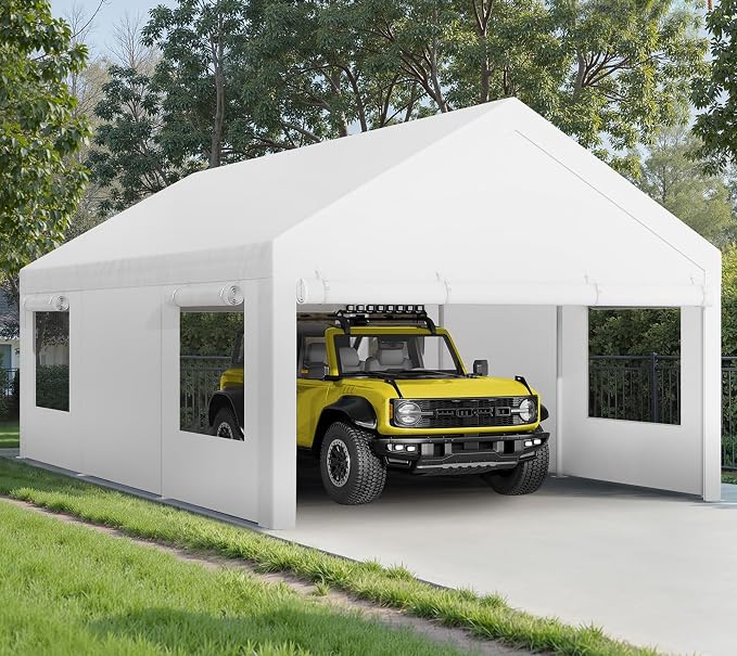 Walsunny Carport, 12x20ft Heavy Duty Carport Canopy by Walsunny