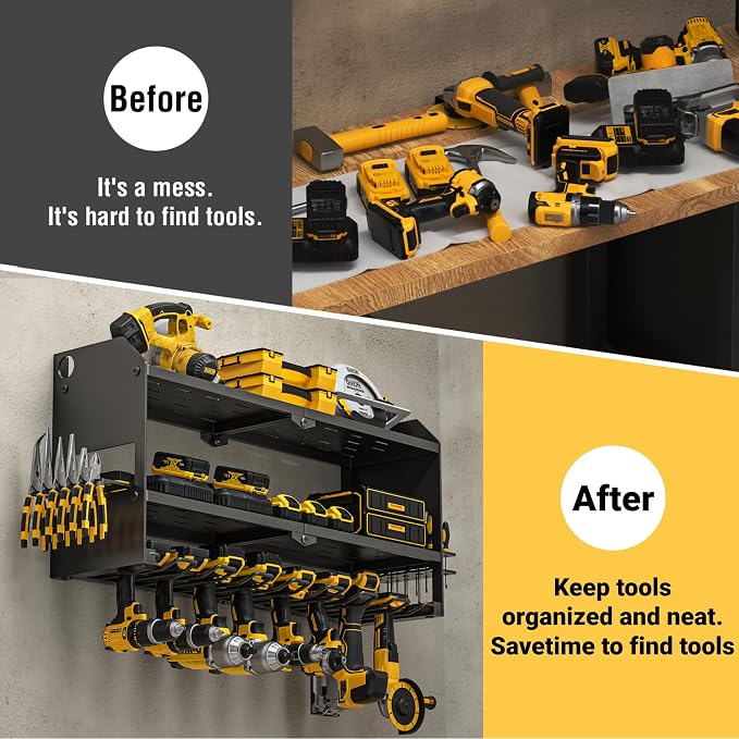 YYR Power Tool Organizer Wall Mount, Cordless Drill and Battery Holder - Image 8
