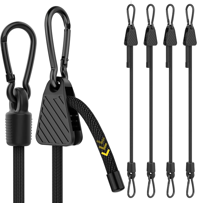 Bungee Cords with Hooks, Upgrade 48 inch Adjustable Bungee Cords with Carabiner by Rugtol