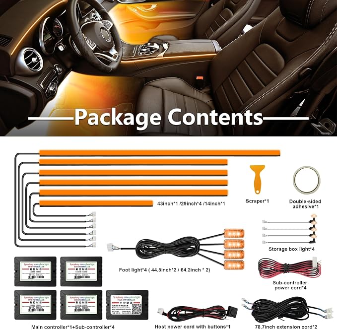 WEBUPAR Acrylic Interior Car Lights, Car Accessories 14 in 1 Car LED Strip - Image 5