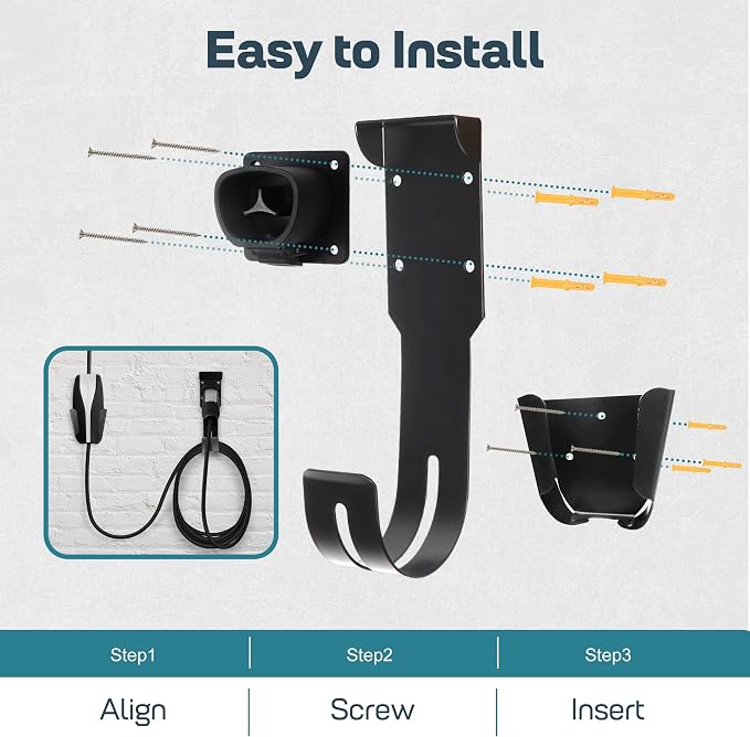 Tesla Charger Holder Wall Mount Kit, Wall Mount Cable Organizer Bracket - Image 6