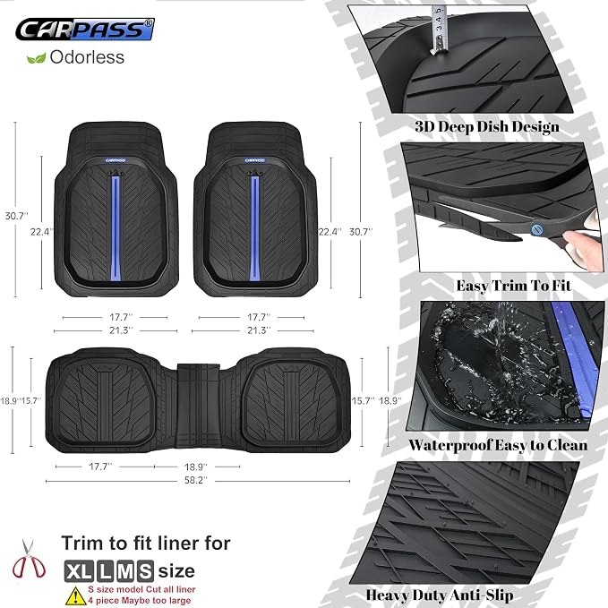 CAR PASS Tire Tread DeepDish Rubber Floor Mats - Image 2