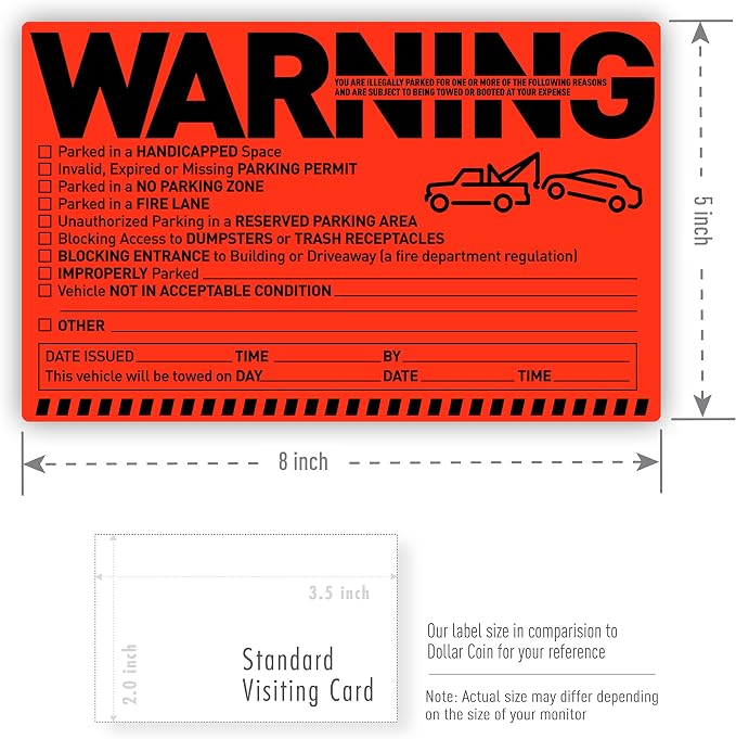 Easykart Labels 250 Parking Violation Notice Tow Stickers - Image 4