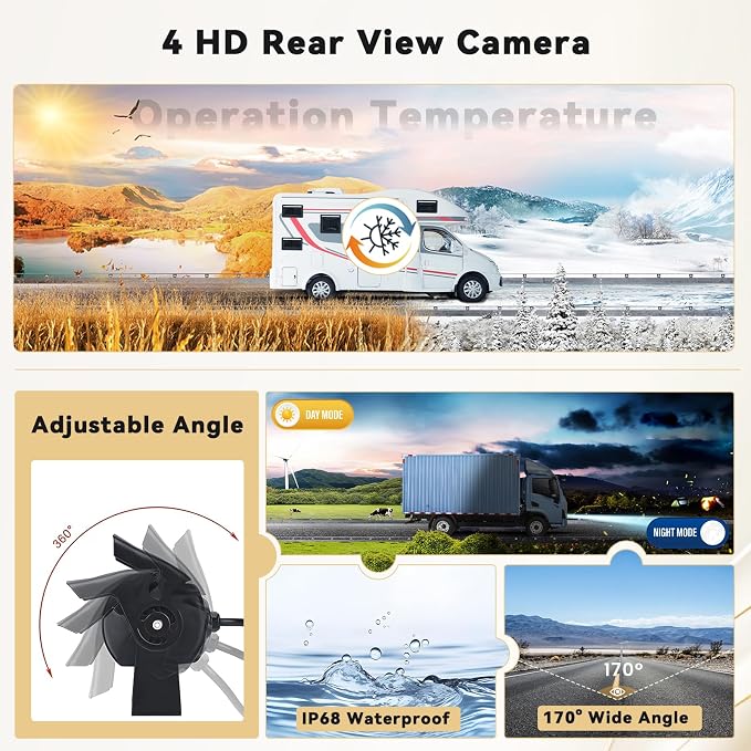 Hikity Backup Camera with Monitor Kit, 9‘’ Car Rear View Monitor with - Image 4