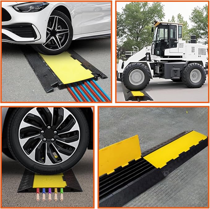 5 Channel 2 Pack Cable Protector Ramp Traffic Wire and Hose Ramp Cord Cover - Image 7