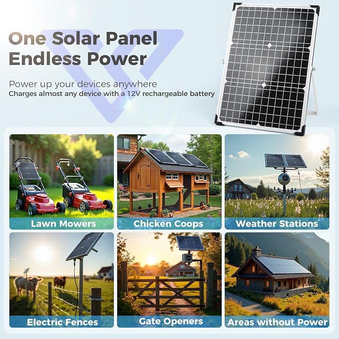 Solar Panel Kit 30W 12V, Solar Battery Trickle Charger Maintainer, Waterproof - Image 7