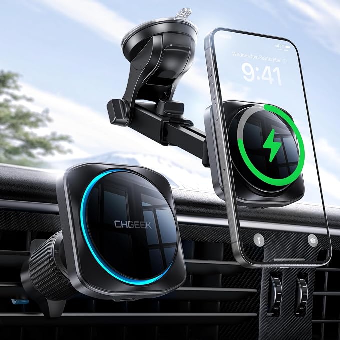 CHGeek for 15W Magsafe Car Mount Charger, iPhone Wireless Car Charger Magnetic by CHGeek