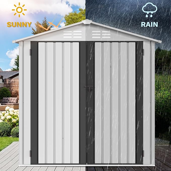 DWVO 6x4ft Metal Outdoor Storage Shed, Waterproof Tool Shed Heavy-Duty Storage - Image 4