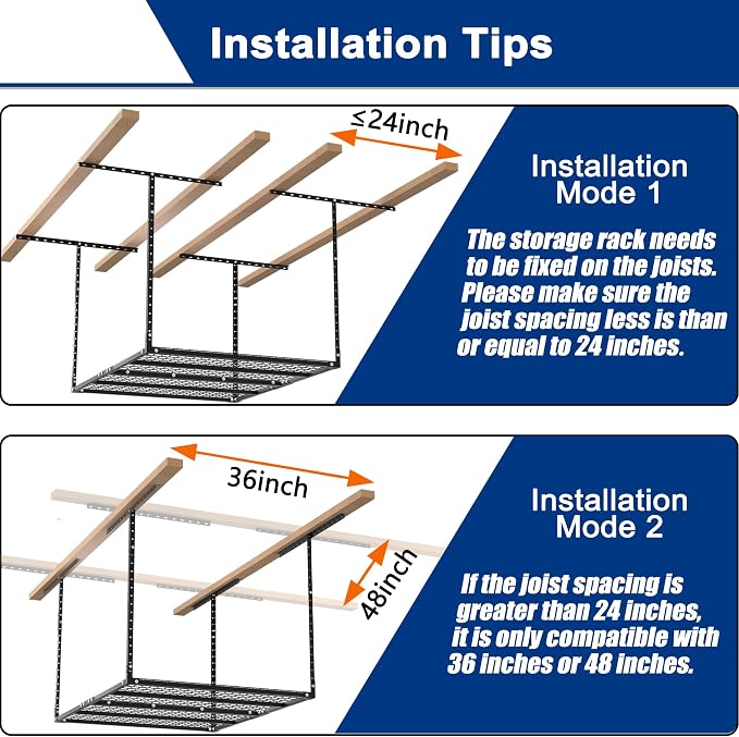 GIOTORENT 3x4FT Heavy Duty Overhead Garage Storage Rack - Image 5