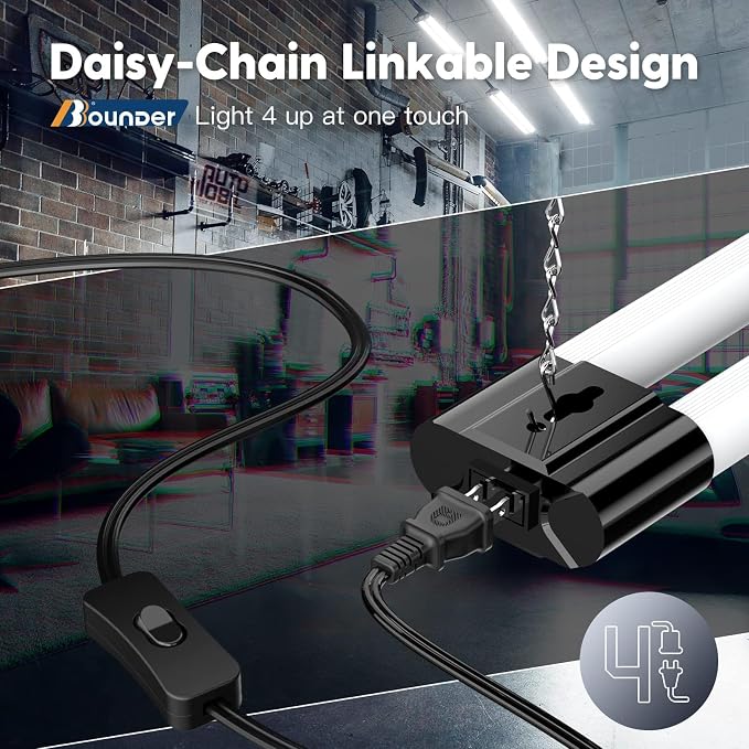 BBOUNDER 10 Pack Linkable LED Utility Shop Light, 4400 LM, 6500K Cool Daylight - Image 5