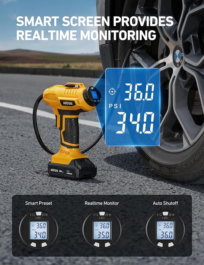 AstroAI Cordless Tire Inflator Air Compressor 20V Rechargeable Battery Powered - Image 6