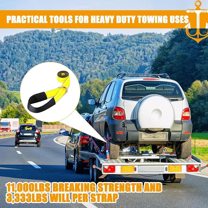 8 Pack 2" x 8ft Tow Truck Straps Lasso Wheel Lift Straps Lasso Tow Strap - Image 5