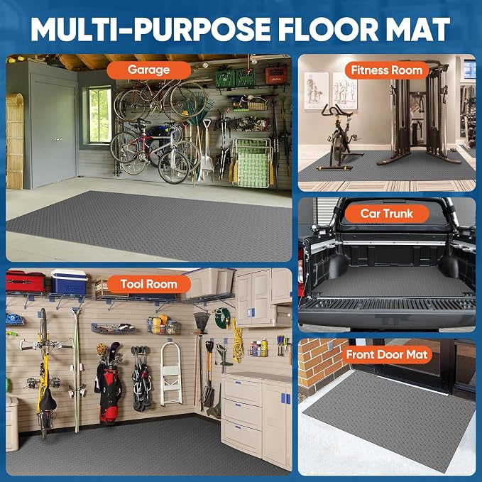 7.5 x 17 FT Garage Floor Mat, Thickened Diamond Plate PVC Garage Parking Mat - Image 7