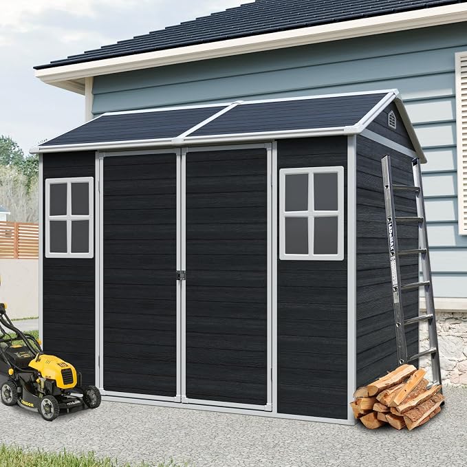8x6 FT Outdoor Storage Shed, Resin Garden Shed by BNSPLY