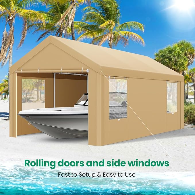 COBIZI Carports 10x20 Heavy Duty Car Canopy Garage - Image 9