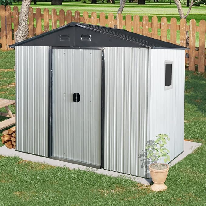 4x8 FT Outdoor Storage Shed, Metal Garden Shed by BNSPLY