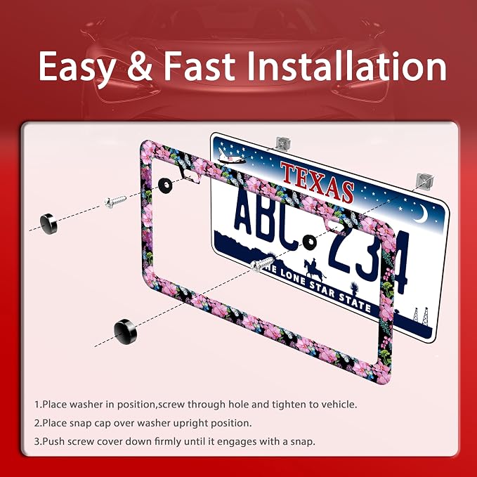 Cherry Blossom Butterfly License Plate Frame Funny License Plate Frames - Image 3