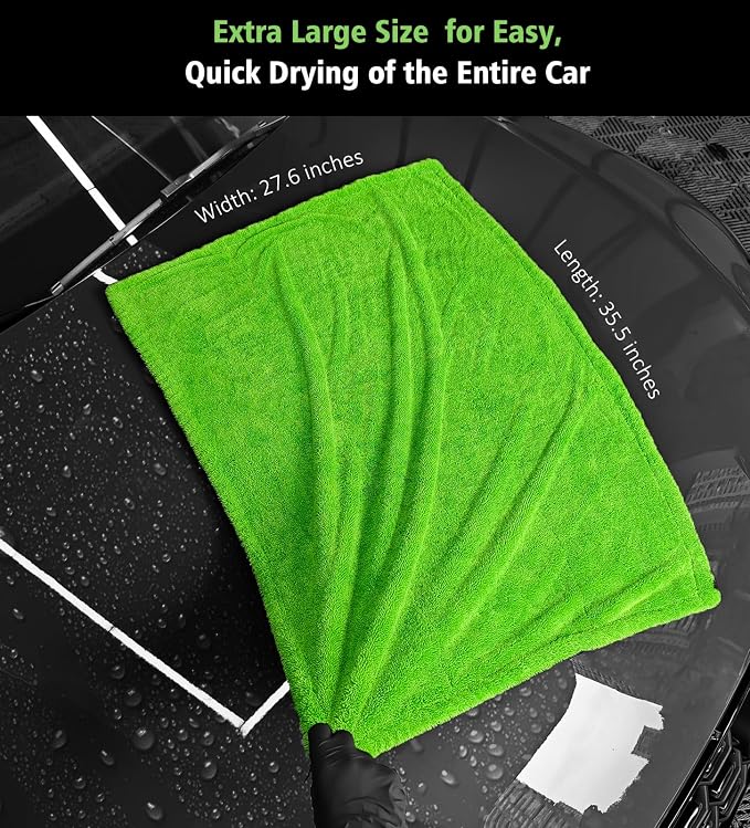 28" x 36" Car Drying Towel Extra Large, 1400 GSM Double Sided High Absorbent - Image 7