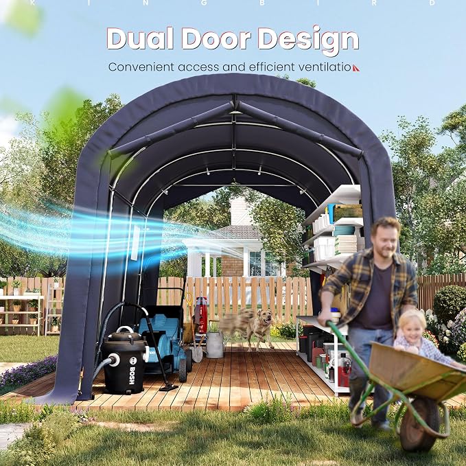 KING BIRD 10' x 15' Heavy Duty Round Style Carport - Image 4