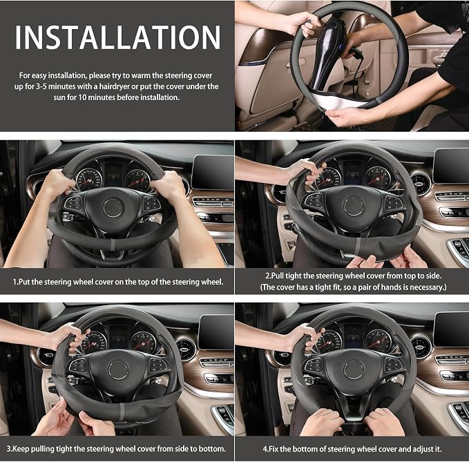 COFIT Breathable Car Steering Wheel Cover 15 inch Auto Universal Leather Wrap - Image 6