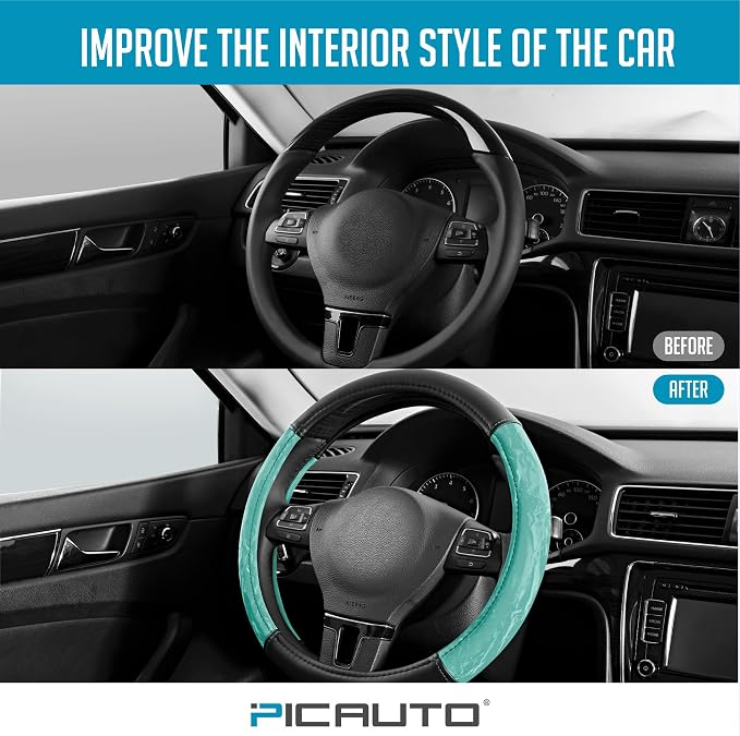 PIC AUTO Steering Wheel Cover, Silk Grain Leather Car Steering Wheel Protector - Image 5