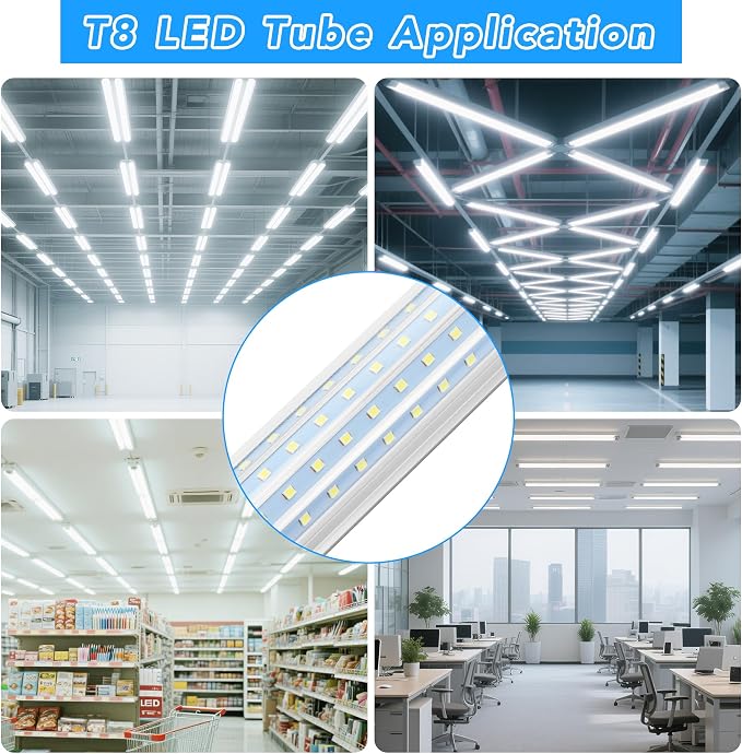 6 Pack 8FT T8 LED Shop Lights, 120W Integrated Tube Light, 19200LM 6000-6500K - Image 6