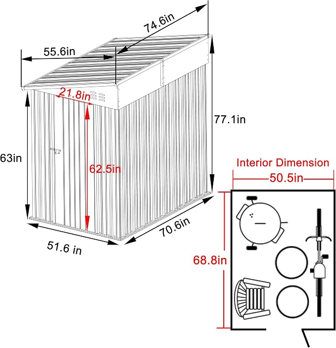 BlueWish 4'x6' Storage Shed, Lean-to Outdoor Storage Shed - Image 2