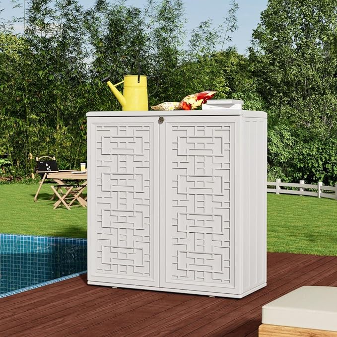 ZZM HDPE Outdoor Storage Shed, Outdoor Plastic Storage Cabinet, Horizontal - Image 2