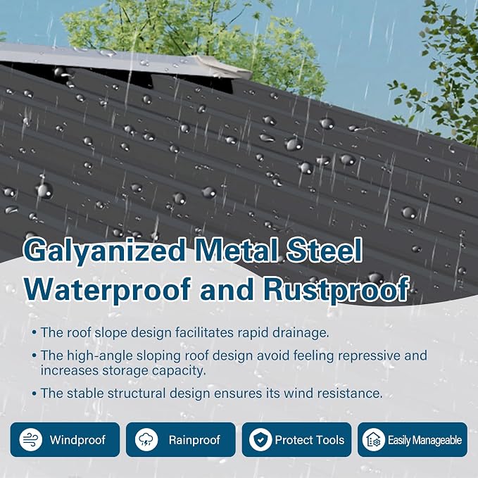 ARMSET 5x3 FT Metal Outdoor Storage Shed - Image 4