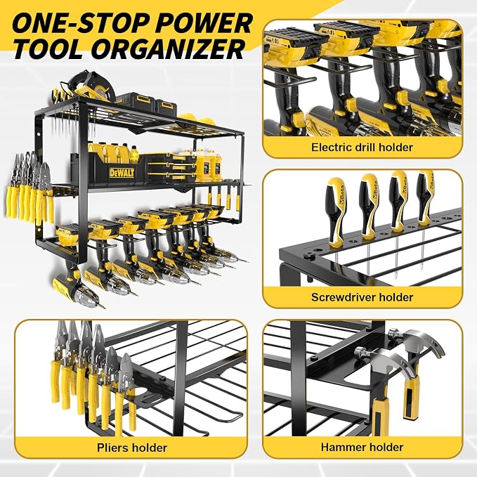 Large Power Tool Organizer Wall Mount, 3 Layer Heavy Duty Tool Storage Rack - Image 5