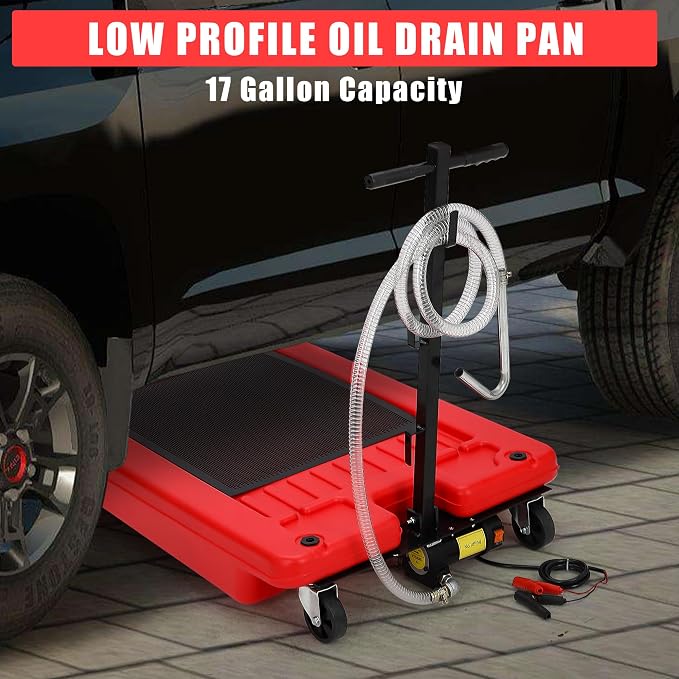 ‌17 Gal Electric Oil Drain Pan, Low Profile Mobile Oil Changing Pan - Image 4