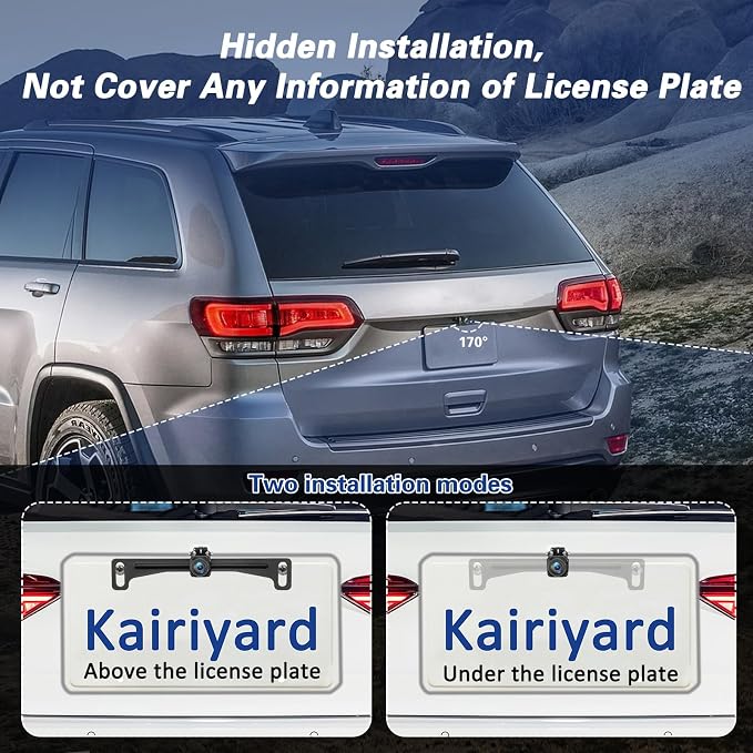 Kairiyard Backup Camera for Car, License Plate Back up Camera 170° Wide View - Image 2