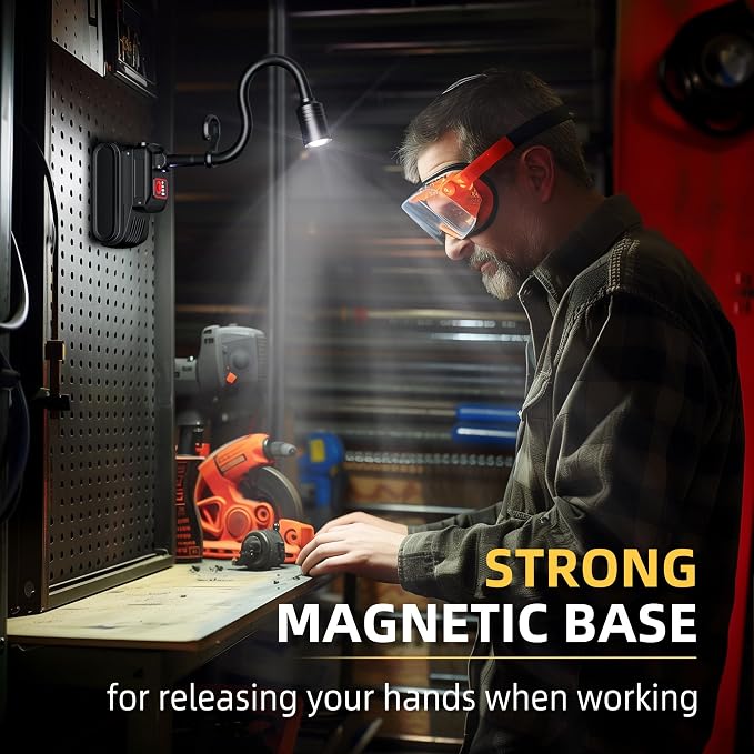 LED Work Light, 5000mAh Magnetic Gooseneck Light Rechargeable, 2000 Lumen - Image 5